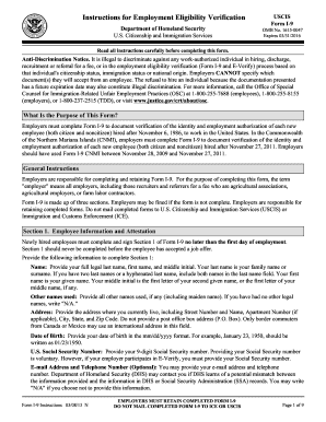 USCIS Form I-9 Employment Eligibility Verification