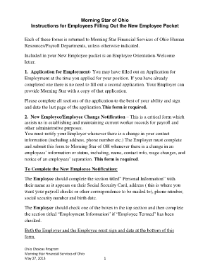Morning Star Ohio New Employee Packet