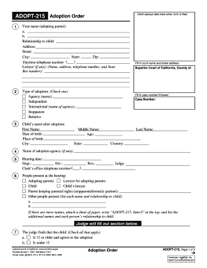 California Adoption Order Form ADOPT-215
