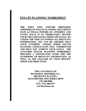 Estate Planning Worksheet