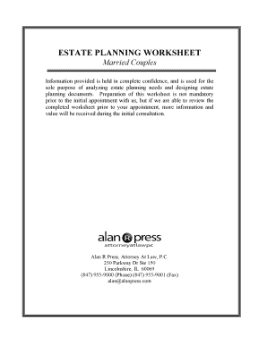 Estate planning worksheet - Elder Law / Estate Planning / Probate ...