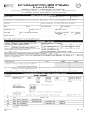 Employer Group Enrollment Application for Medical Coverage