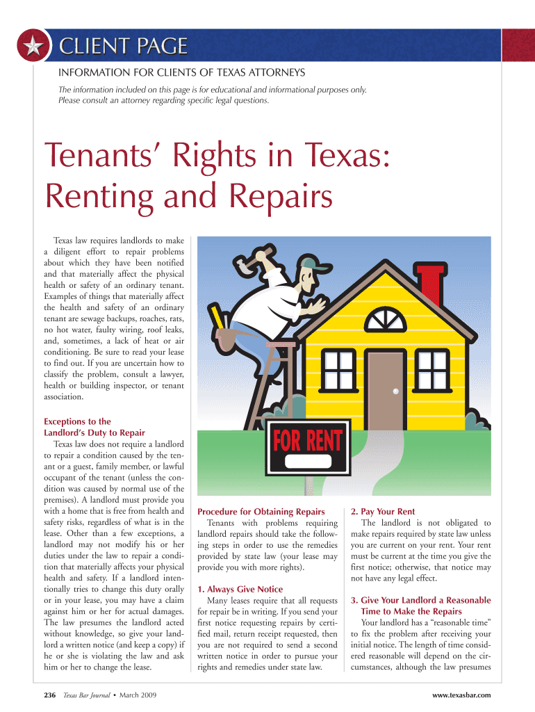 Fillable Online Tenants Rights in Texas Fax Email Print pdfFiller