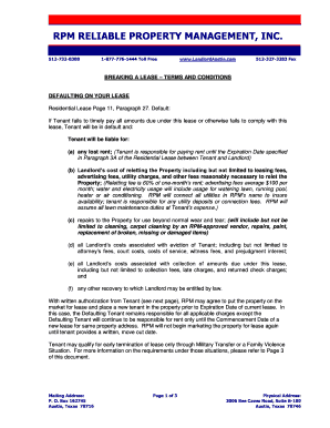 Breaking a Lease Terms and Conditions