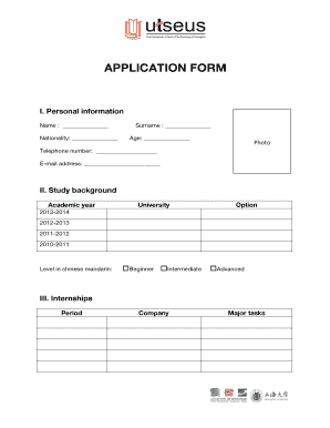 APPLICATION FORM - UTC - utc