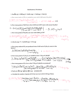 Stoichiometry Worksheet - Fill Online, Printable, Fillable, Blank |  pdfFiller