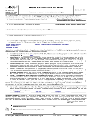 IRS Form 4506-T Request for Transcript of Tax Return