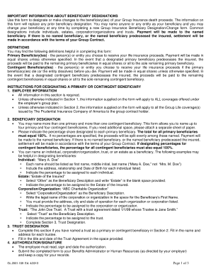 Group Insurance Beneficiary Designation Form