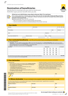 AUSCOAL Super Beneficiary Nomination Form