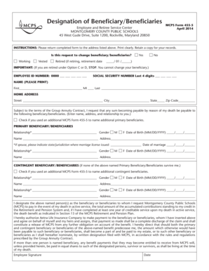 MCPS Beneficiary Designation Form