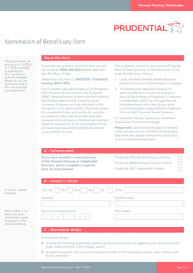 Prudential Beneficiary Nomination Form