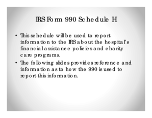 IRS Form 990 Schedule H