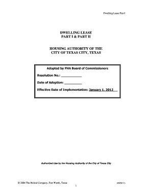 Public Housing Residential Lease Agreement