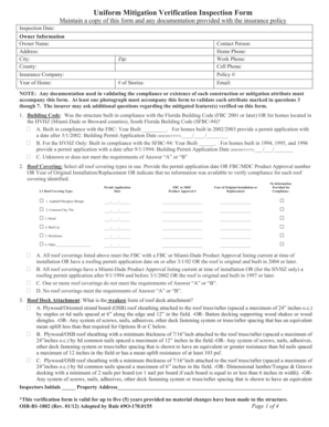 Florida Uniform Mitigation Verification Inspection Form