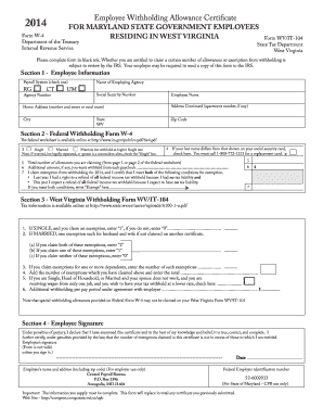 Maryland State Employee Withholding Allowance Certificate