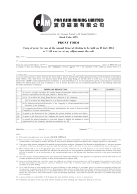 Proxy Form for Annual General Meeting