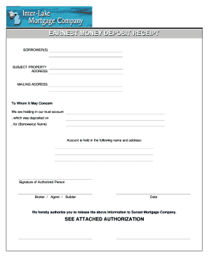 Earnest Money Deposit Receipt