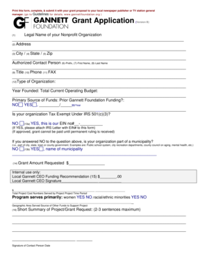 Gannett Foundation Grant Application