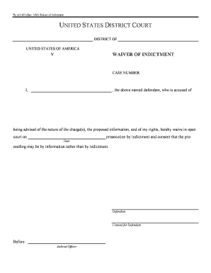 Waiver of Indictment Form AO 455