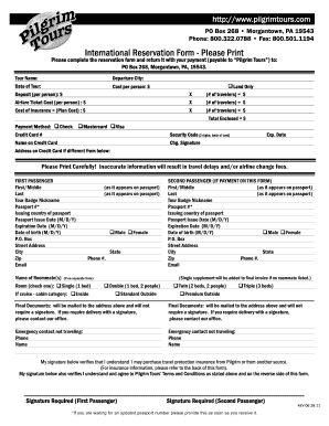 International Reservation Form