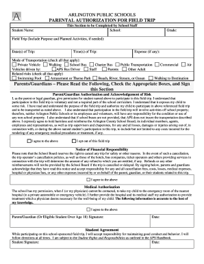 Consent form for school trip - arlington isd medical authorization form