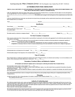 Authorization for Cremation
