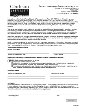 Student Information Release Authorization