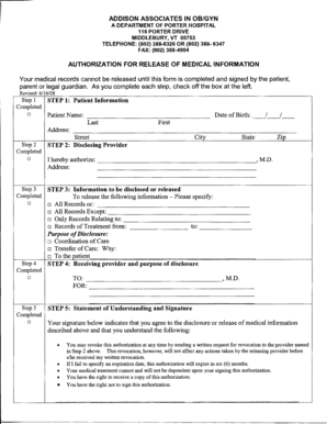 Authorization for Release of Medical Information