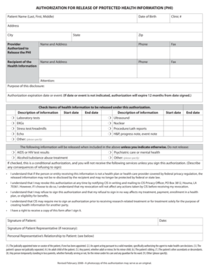 Authorization for Release of Protected Health Information (PHI)