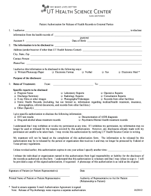 Patient Authorization for Release of Health Records