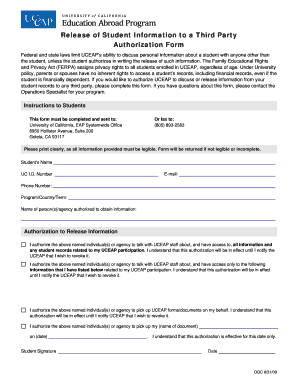 Student Information Release Authorization Form
