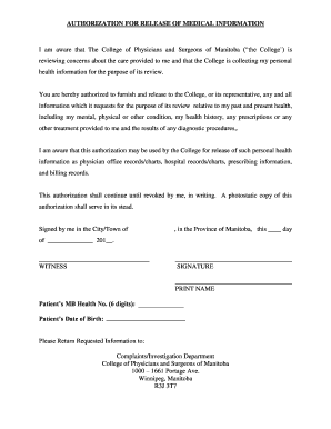 Authorization for Release of Medical Information