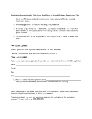 BlueCross BlueShield of Illinois Medicare Supplement Plan Application