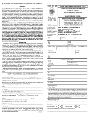 AKC Dog Show Entry Form