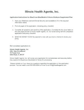 BlueCross BlueShield of Illinois Medicare Supplement Plan Application