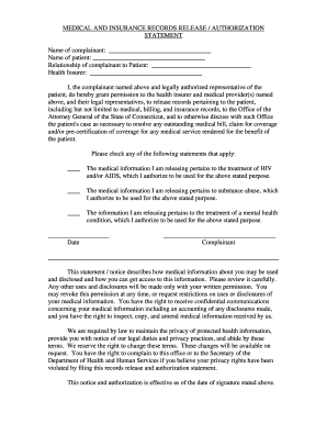 Medical and Insurance Records Release Authorization