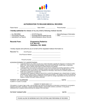 Authorization to Release Medical Records