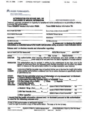 Authorization for Release of Medical Information