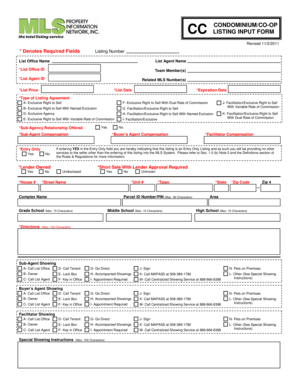 Condominium/Co-op Listing Input Form
