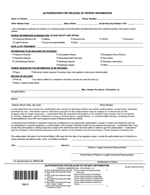 Authorization for Release of Patient Information