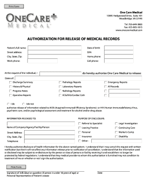 authorization to release medical records form template