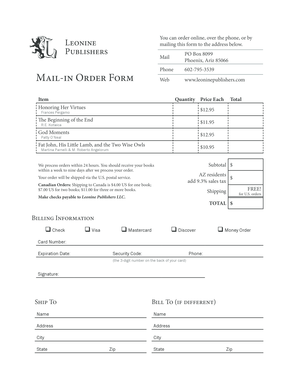 Leonine Publishers Mail-in Order Form