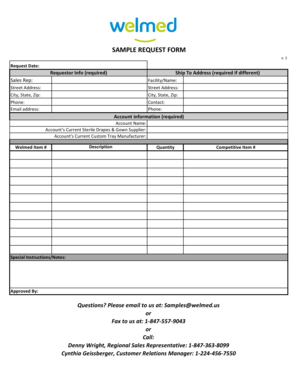 Welmed Sample Request Form