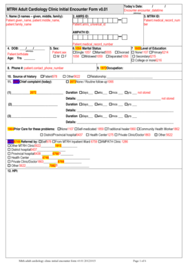 MTRH Adult Cardiology Clinic Initial Encounter Form
