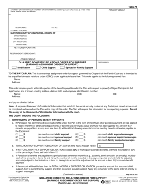 California Qualified Domestic Relations Order for Support