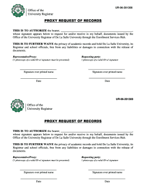 University Registrar Authorization Form