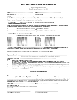 Proxy and Company Nominee Appointment Form
