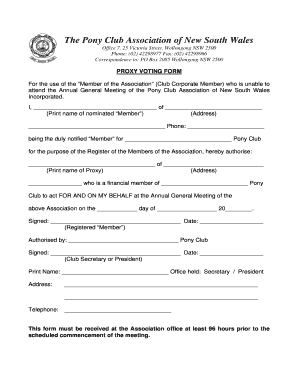 PROXY VOTING FORM - Pony Club Association of NSW
