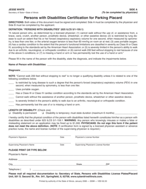 Illinois Persons with Disabilities Parking Placard Application