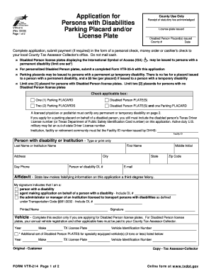 Texas Disabled Person Parking Placard Application